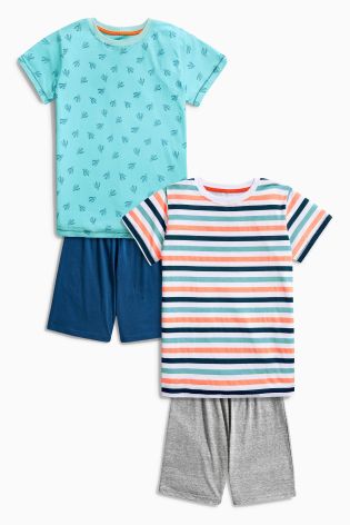 Multi Cactus Stripe Short Pyjamas Two Pack (3-16yrs)